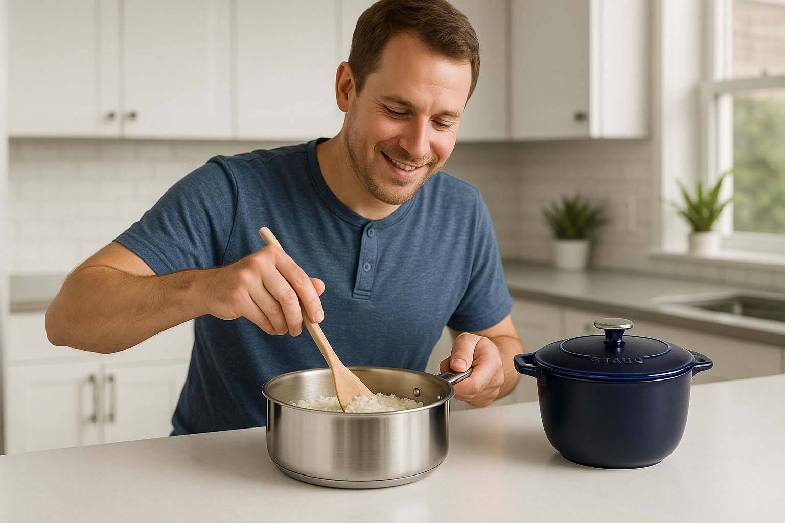 How to cook rice in a pan