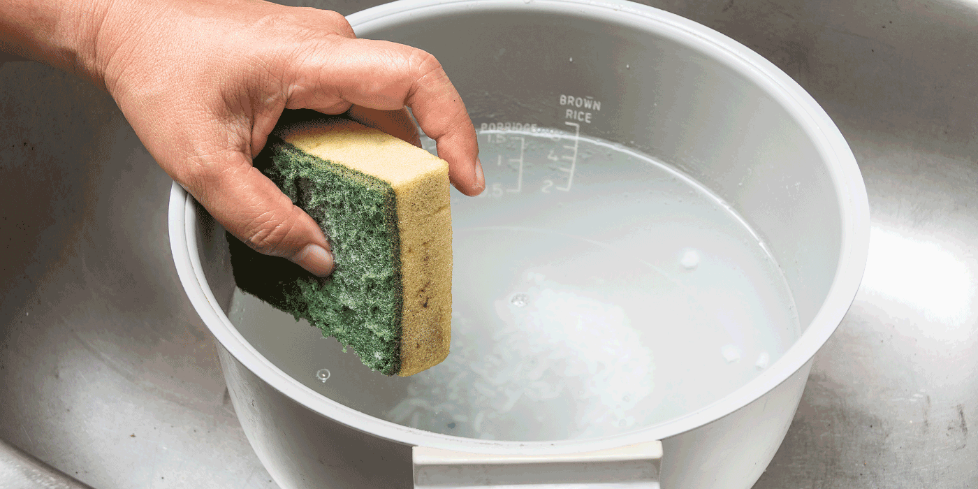 What's the best way to clean a rice cooker without damaging its non-stick surface