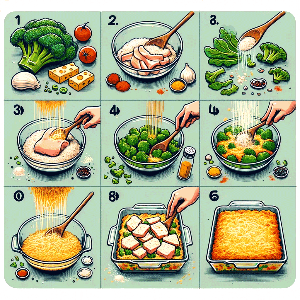 step by step guide on broccoli and chicken rice casserole 1