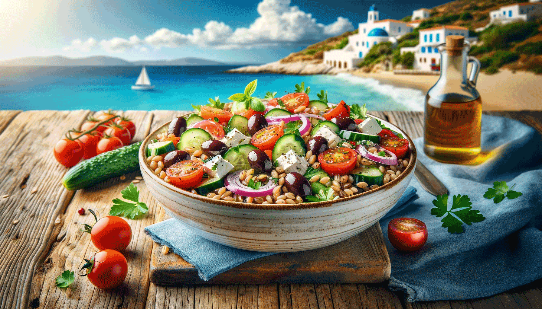 mediterranean wheat berry salad