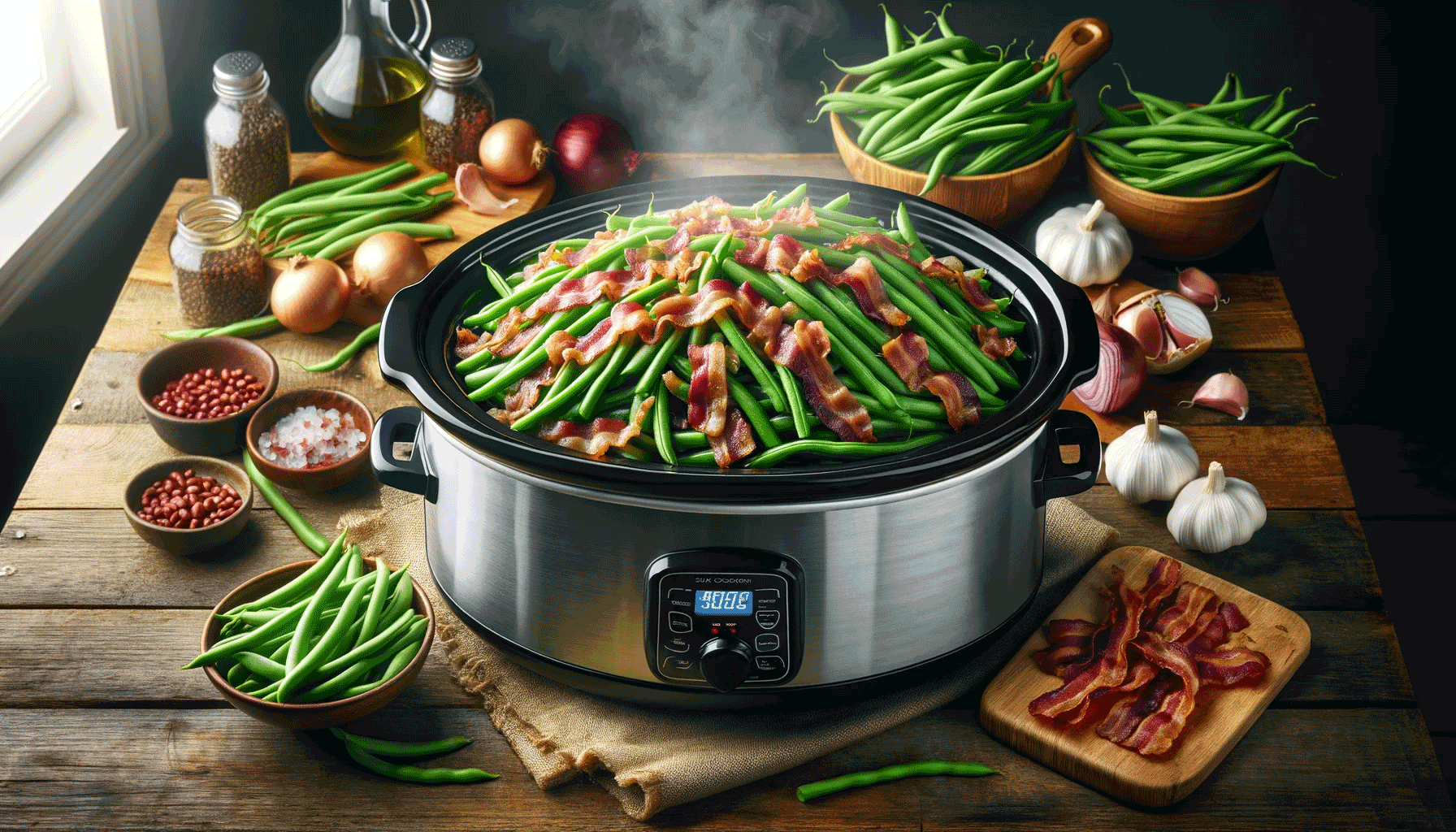 slow cooker green beans with bacon
