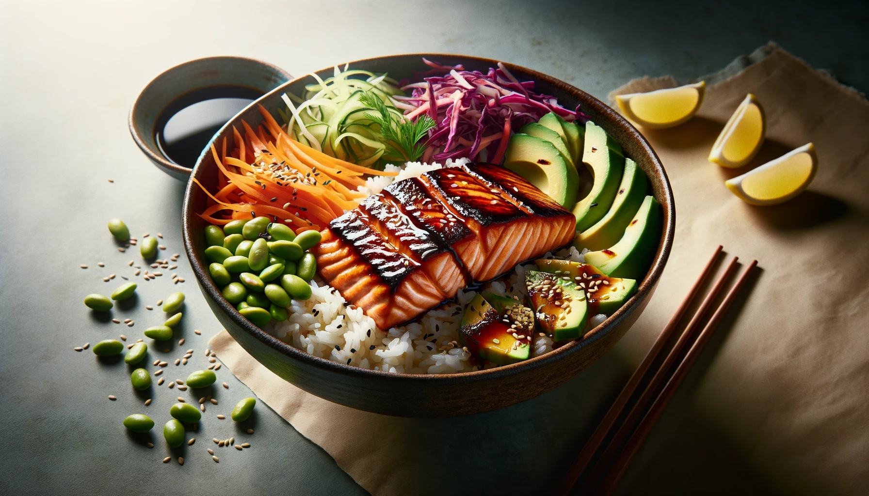 teriyaki salmon rice bowl