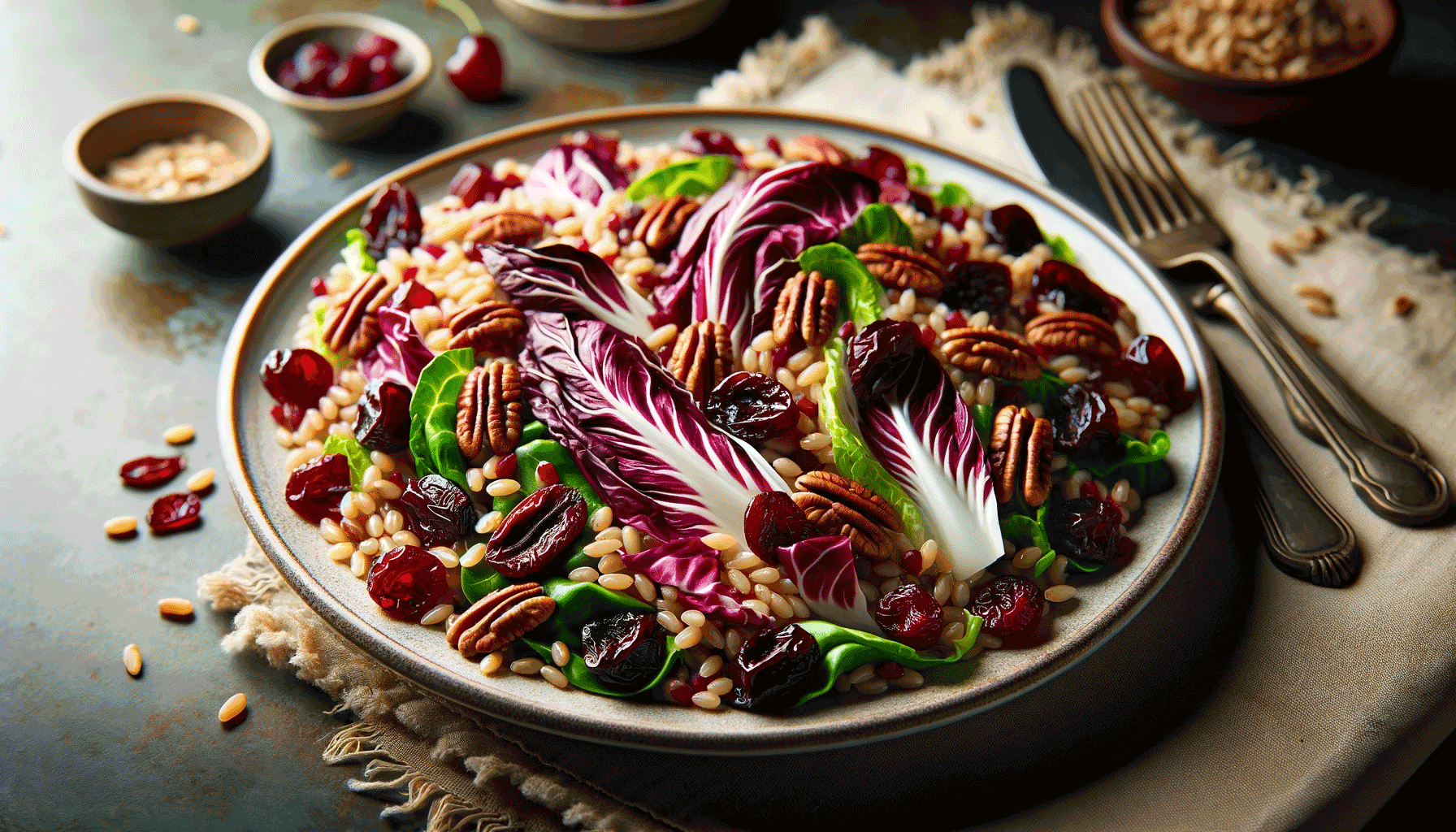 wheat berry salad with radicchio dried cherries and pecans
