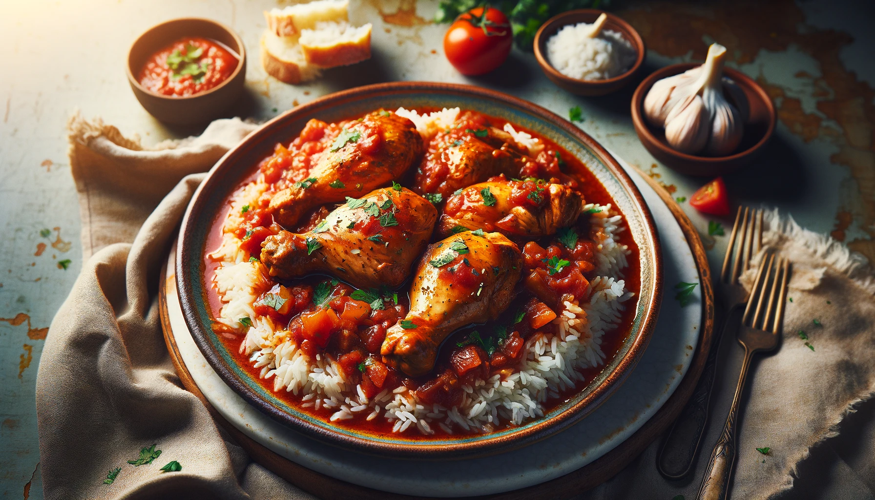 chicken in tomato sauce with rice