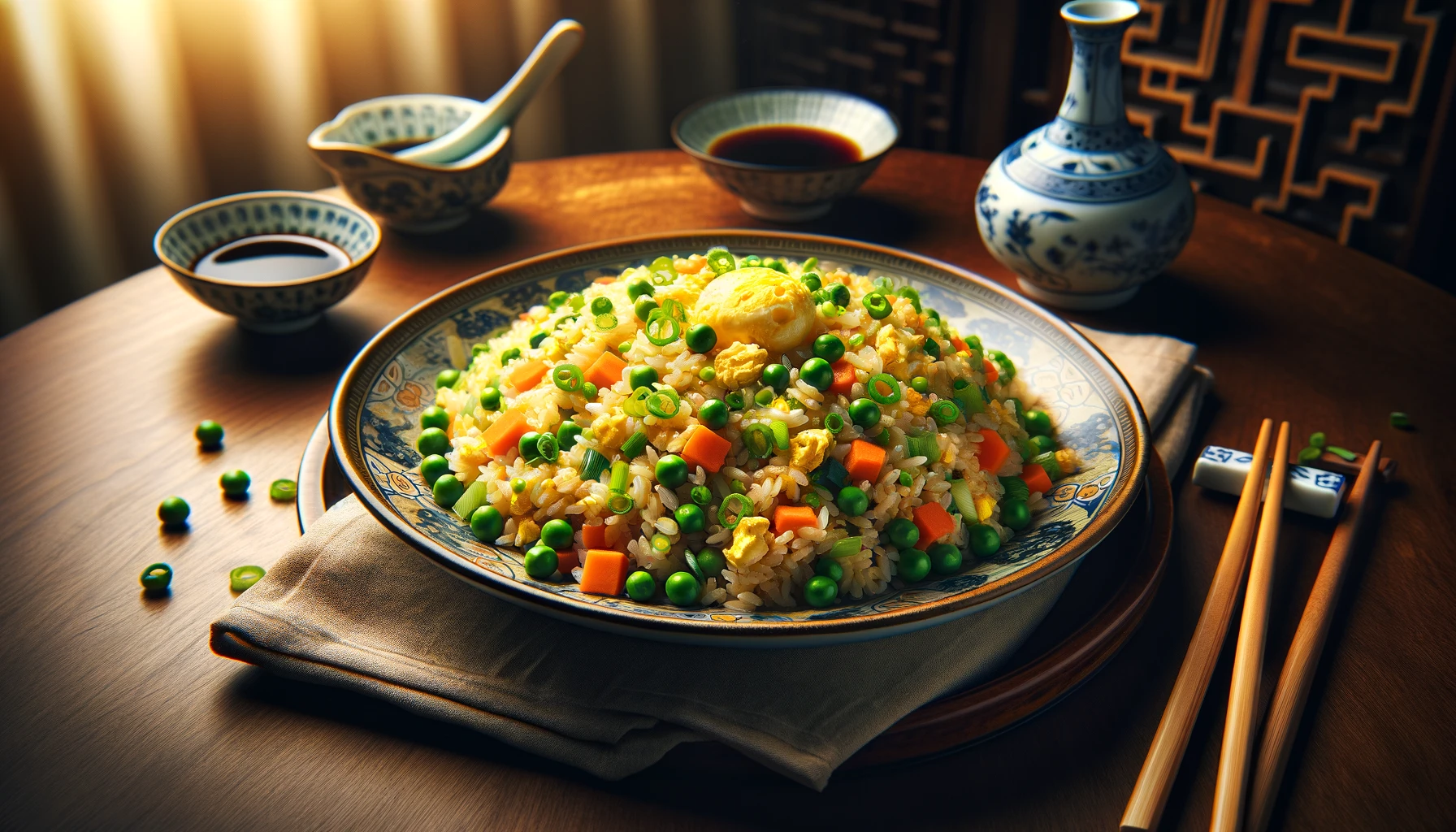 chinese vegetable fried rice with eggs