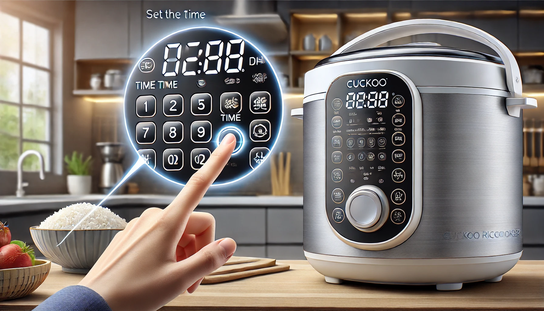 how to set time on cuckoo rice cooker