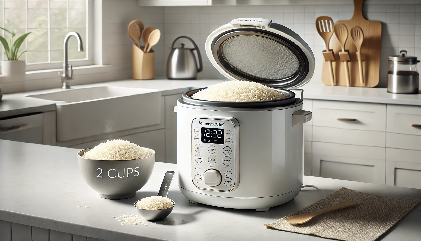 how to cook 2 cups of rice in Pampered Chef Rice Cooker