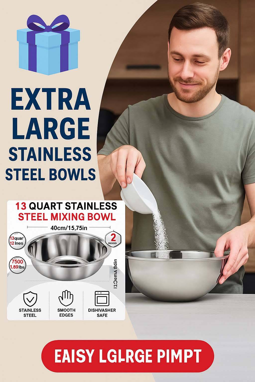 extra large stainless steel bowls