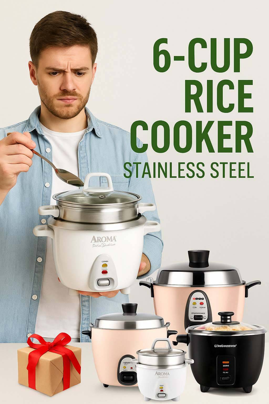 6-cup rice cooker stainless steel